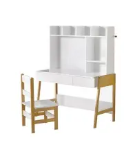 [Keezi] Table And Chairs Set in White/Brown