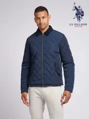 U.S. Polo Assn. Mens Blue Diamond Quilt Padded Jacket (AD5159) | $288