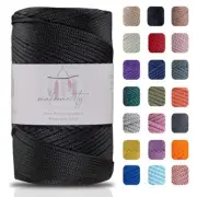 , Polyester Macrame Cord 2mm x 250 Yards (750 feet) 2mm 1 Skein Black
