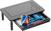 WALI Monitor Stand with Storage, Computer Riser and Laptop Stand with Drawer for Desk, Adjustable Height, Phone Holder for Office, Home, School (STT003D-B), 1 Pack, Black