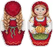 Matryoshka Doll DIY Plastic Canvas - Counted Cross-Stitch kit on The Plastic Canvas with 1 Double Sided Item. Red Dress MP Studia SR-268