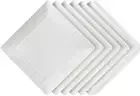 Appetizer Plates, Ceramic Dessert Plates, Salad Plates Set of 6, 6 Inch White Sq