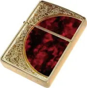 Zippo Marble Arabesque Red Gold Etching Regular Case Oil Lighter Japan