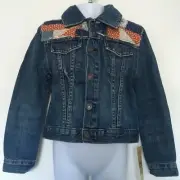 Polo Ralph Lauren Big Girls Patchwork Blue Denim Trucker Jacket Size 8 NWT