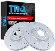 TRQ Front Performance Brake Rotor Drilled Slotted LH Driver Side or RH Passenger Side Pair Set for 2015-2017 200/2016-2018 500X / 2018 Compass / 2013-2016 Dart / 2015-2018 Renegade