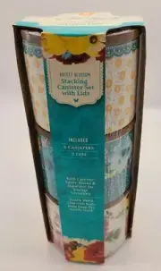 Pioneer Woman BREEZY BLOSSOM Set of 3 Stacking Canisters NEW