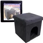 Folding Cube Pet Ottoman Seat Footstool Storage Box + Lid 15" Suede Black NEW