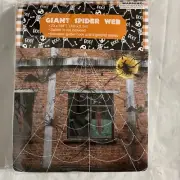 Giant Spider Web 23ft X 18 Ft White Halloween Spider Web. Gutter Hook + Stakes.