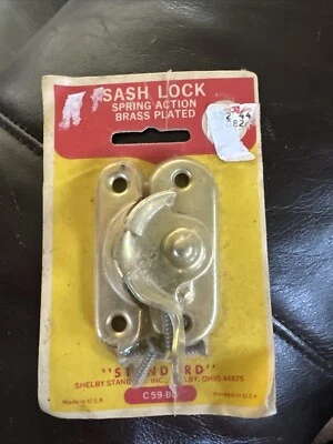 VTG Window Sash Lock Standard C59-BB Brass Plate Shelby Hardware USA NOS NEW SEE