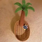 Ciroa Hello Summer Palm Tree Resin Wicker Serving Basket NEW W Tags