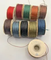 Made in USA 11 spools CONSO Twisted Nylon Bobbins Beading Thread Stringing sz G