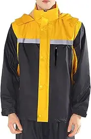 [KDOQ] Waterproof Rain Jacket Rain Suits Waterproof Jacket for Men's, Waterpoof & Windproof Raincoat Outdoor Breathable Rain Jackets Unisex Lightweight Rain Gear Hooded Cycling Set (Color : B, Size : XL)