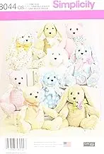 Simplicity 8044 Two-Pattern Piece Stuffed Animals Sewing Pattern, One Size Only