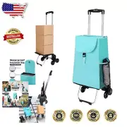 6-Wheel Lake Blue Utility Cart with Insulated Bag - Easy to Maneuver & Store