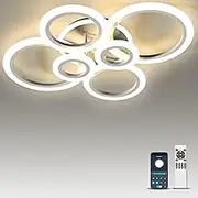Bacowikin Led Ceiling Light with Remote and App Controlled,60W Light Fixtures Ceiling Mount with 7 Ring Lights,Semi Flush Mount Ceiling Lighting Fixture,Led Ceiling Lights Indoor for Living Room