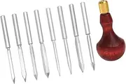 TENYELE Leather Stitching Awl Kits Wood Handle Leather Craft Sewing Awl Kits Handmade Sewing Tool for Leather Work