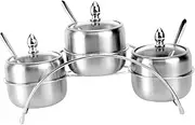 MAGICLULU European Style Spice Jar Set 3 Compartment Condiment Rack Space Saving Spice Organizer for Kitchen