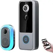 mart WiFi Doorbell & Security Cam in One, Live View and Night Vision Two-Way Audio, Auto Snapshots, Fast Charging, IP65 Waterproof Rating (A)