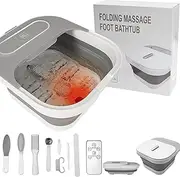 UNIFULL Collapsible Foot Spa Bath with Heat and Massage Rollers,Bubble,Foot Pedicure Kit,Temperature Control,Red Light,Pedicure Foot Spa,Foot Bath