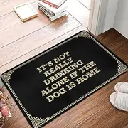 Front Porch Mat Outdoor It's Not Really Drinking Alone If The Dog is Home Doormat Decorations for The Kitchen Restroom Decor (Color : Colour, Size : 50X80CM)