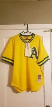 Authentic Mitchell & Ness 1984 Athletics Rickey Henderson BP Jersey Sz 48 XL