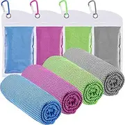 Cooling Towel for Neck(40"x12") by TUKEMI, 4 Pack Ice Towel/Cooling Towel/Soft Breathable Chilly Towel for Yoga, Sport, Running, Camping, Best Gym Gifts for Women/Man.