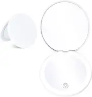 1PACK LED Lighted Magnifying Travel Makeup Mirror,1X/10X Magnification
