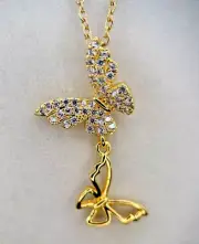 Fifth Ave Gold Rhinestone Butterfly Pendant Necklace