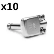 10 Pack - Squareplug SP600 Right Angle TS/Mono Pancake Plug, Nickel