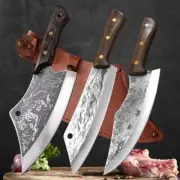 Forged Meat Cleaver Kitchen Butcher Knife Bone Chopping Chef Knife Wood Handle