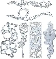 6pcs Cutting Die Metal Love Heart Star Bubble Lace Craft Die Embossing Stencil Mould Template Reusable DIY Die for Card Making Scrapbooking Photo Album Decor