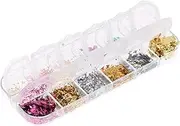 Ipetboom 1 Box Dried Decoration Set Nail Stickers Flower Stickers Nail Flower Decals Nail Art Supplies Nail Art Decals Dried Flowers Supplies Manicure Tips Gold Foil