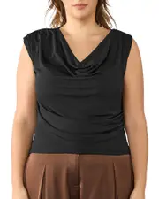 Estelle Plus Dune Asymmetric Sleeveless Top