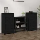 vidaXL Sideboards 2 pcs Black 40x35x80 cm Solid Wood Pine OLL