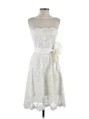 TADASHI SHOJI Illusion Yoke Sequin Embroidered Lace Bow Waist Belt Dress 14