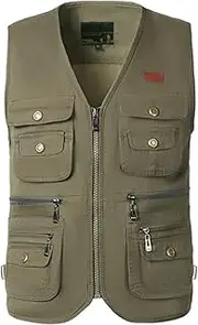 [AKTQL88] Men's Gilet Multi-Pocket Waistcoat Outdoor Fishing Gilet Sleeveless Casual Vest Utility Photography Travel Vest