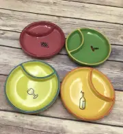 RETIRED DEPT 56 TIME TO CELEBRATE CERAMIC TIDBIT APPETIZER PLATES SET OF 4