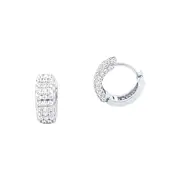 Bevilles 12mm Pave Cubic Zirconia Sterling Silver Hoop Earrings
