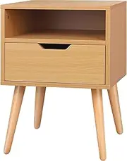 ALFORDSON Bedside Table 2-Drawer Nightstand Cabinet 40 x 40 x 56.5cm Scandinavian Design Handle-Free Organiser Wooden Storage Side Chest Tables for Hallway, Bedroom and Living Room (Alma Wood)