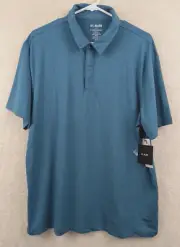 01.Algo sz XL SH Performance Quick dry Polo Top knit solid blue ss stretchy 3583
