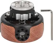 Camera Round Handle Grip, Aluminum Alloy Construction, Ergonomic Design, 360 Degrees Rotation, for ARRI Rosette Mount, Easy Installation, 1/4in 3/8in Threads, Wooden Handgrip for