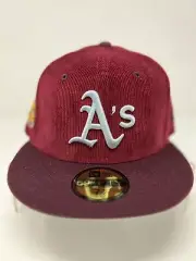 Oakland Athletics - New Era Hat Club Fitted Hat - Size 7 1/2 - Corduroy Red