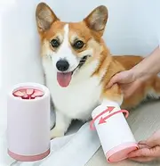Kwispel Portable Paw Washer Cup for Small Medium Dogs and Cats - Muddy Foot Cleaner, Pink S