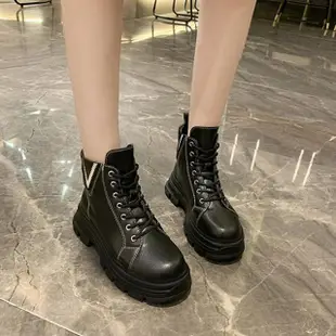 【Amoscova】現貨 女靴 馬丁靴 英倫風短靴 厚底靴 中筒靴 粗跟靴子 靴子 女鞋(1664-B88)