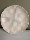 Set of 4 Pink White Checkered Melamine Round Dessert Salad Plate Plates 6.5" NEW