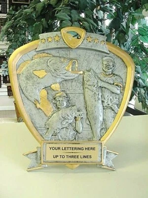 FISHING TROPHY PLAQUE RESIN TROPHY FREE LETTERING P*58624GS#