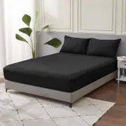 LINENOVA 100% Pure Cotton Deep Fitted Sheet Cover - King, Black
