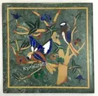 Bird Design Inlay Work Coffee Table Top Green Marble Patio Sofa Table for Garden
