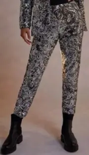 NWT Anthropologie Pascaline Silver Sequined Pants by Porridge M