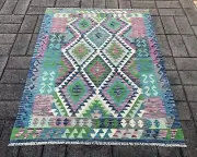 Hand Woven Afghan Wool Kilim, Size: 195 X 158 cm, Flat Woven Handmade Floor Rug
